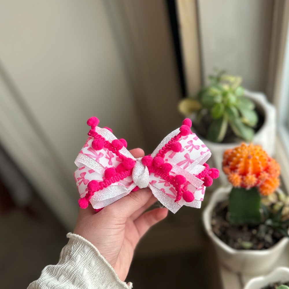 Pink and White Bow